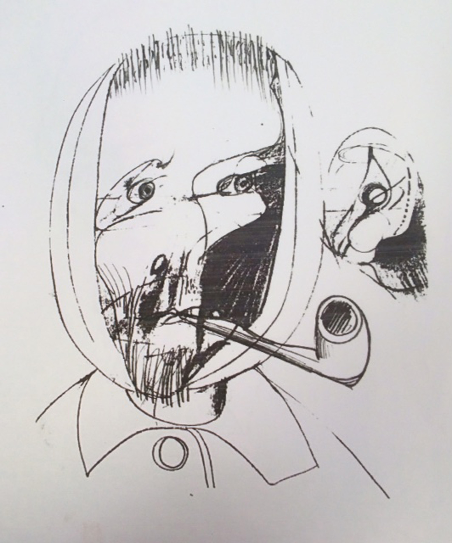 Jules Sher Portrait with Bandaged Ear VI 1968 - Homage to Van Gogh 24x20cms